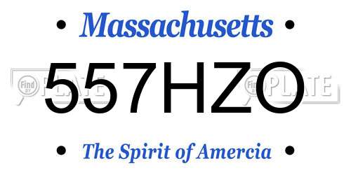 557HZO Massachusetts License Plate