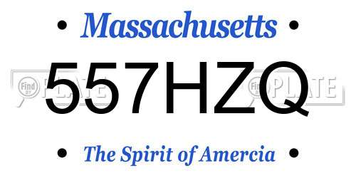 557HZQ Massachusetts License Plate