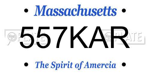 557KAR Massachusetts License Plate