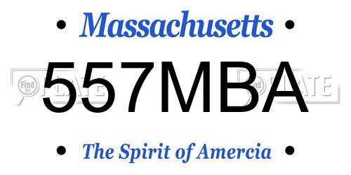 557MBA Massachusetts License Plate