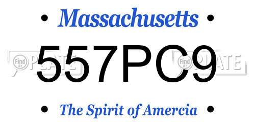 557PC9 Massachusetts License Plate