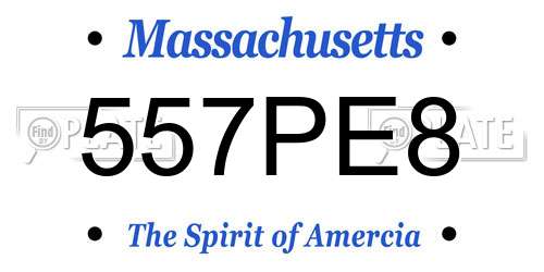 557PE8 Massachusetts License Plate