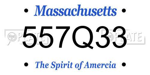 557Q33 Massachusetts License Plate