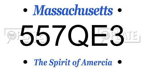 557QE3 Massachusetts License Plate