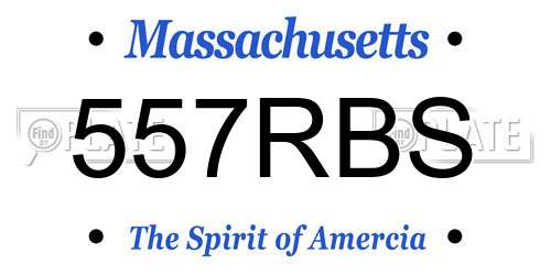 557RBS Massachusetts License Plate