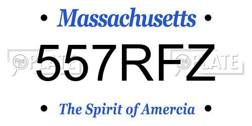 557RFZ Massachusetts License Plate