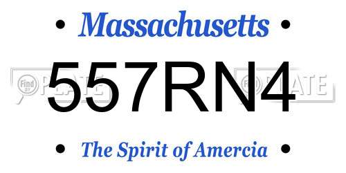 557RN4 Massachusetts License Plate