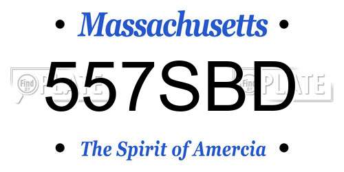 557SBD Massachusetts License Plate