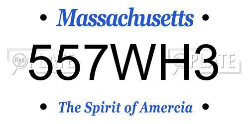 557WH3 Massachusetts License Plate