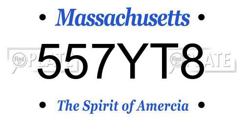 557YT8 Massachusetts License Plate