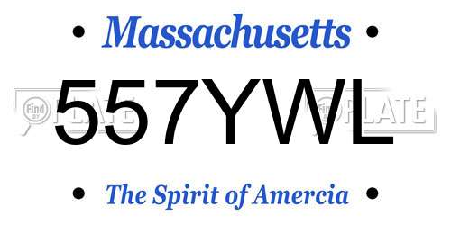 557YWL Massachusetts License Plate