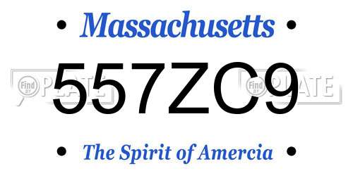 557ZC9 Massachusetts License Plate