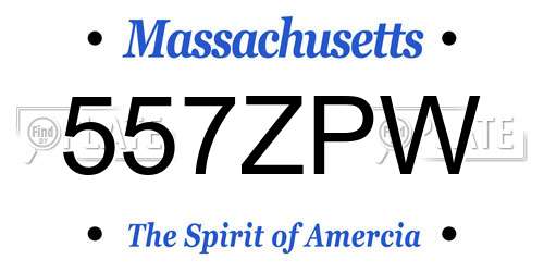 557ZPW Massachusetts License Plate
