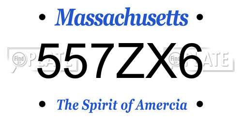 557ZX6 Massachusetts License Plate