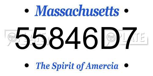 55846D7 Massachusetts License Plate