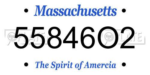 55846O2 Massachusetts License Plate