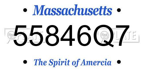55846Q7 Massachusetts License Plate