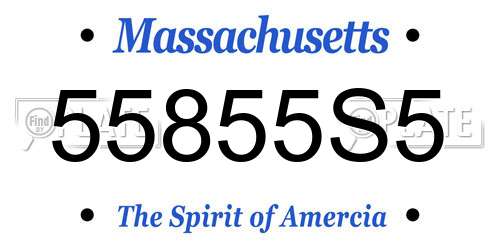 55855S5 Massachusetts License Plate