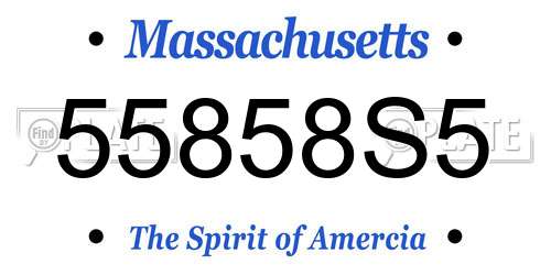 55858S5 Massachusetts License Plate