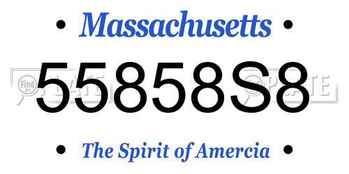 55858S8 Massachusetts License Plate