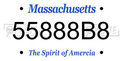 55888B8 Massachusetts License Plate
