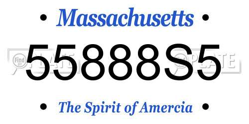 55888S5 Massachusetts License Plate