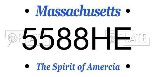 5588HE Massachusetts License Plate