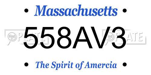 558AV3 Massachusetts License Plate