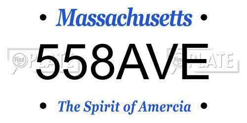 558AVE Massachusetts License Plate
