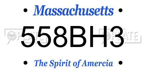 558BH3 Massachusetts License Plate