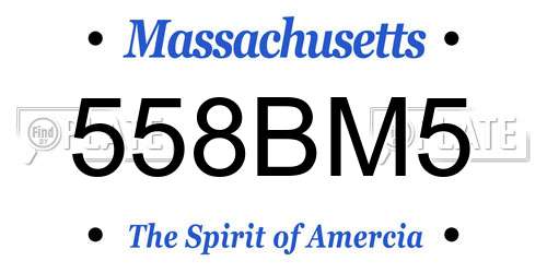 558BM5 Massachusetts License Plate