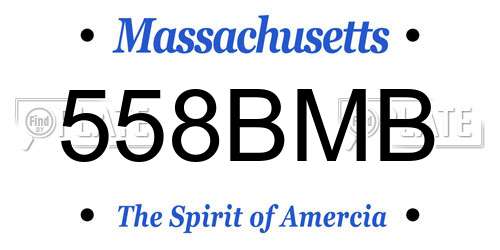 558BMB Massachusetts License Plate