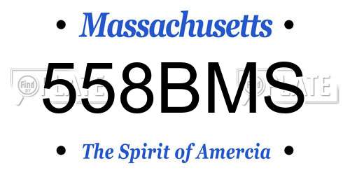 558BMS Massachusetts License Plate