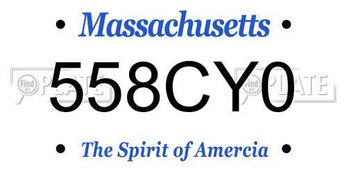 558CY0 Massachusetts License Plate