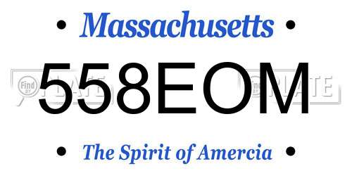 558EOM Massachusetts License Plate