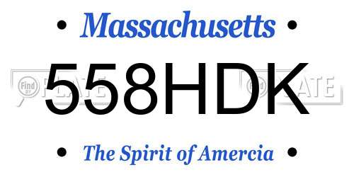 558HDK Massachusetts License Plate