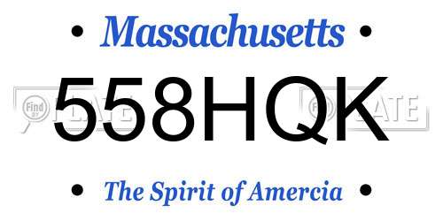 558HQK Massachusetts License Plate