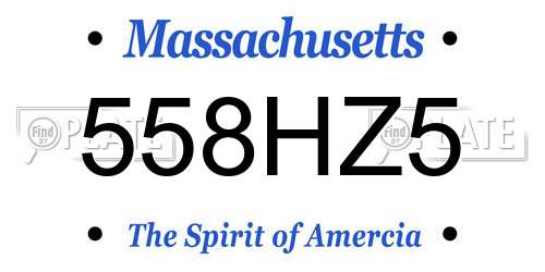 558HZ5 Massachusetts License Plate