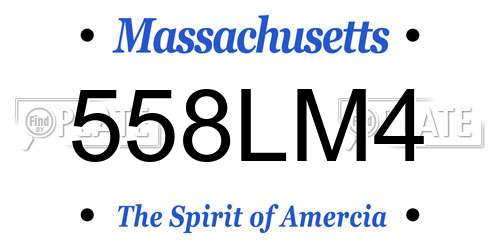 558LM4 Massachusetts License Plate