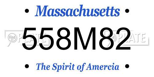 558M82 Massachusetts License Plate