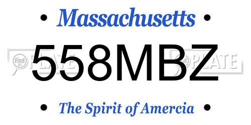 558MBZ Massachusetts License Plate