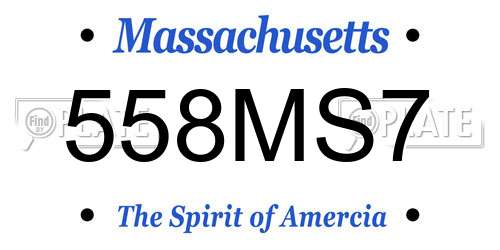 558MS7 Massachusetts License Plate