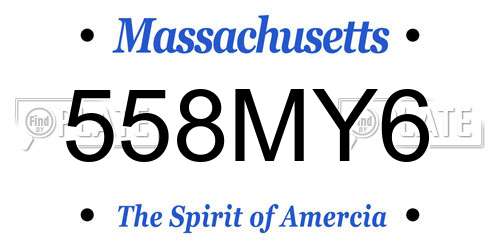 558MY6 Massachusetts License Plate