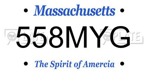 558MYG Massachusetts License Plate