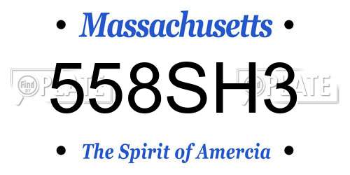 558SH3 Massachusetts License Plate