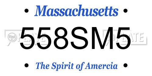 558SM5 Massachusetts License Plate