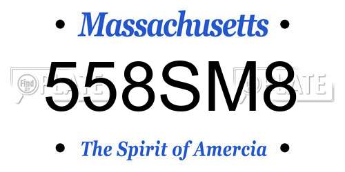 558SM8 Massachusetts License Plate