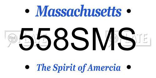 558SMS Massachusetts License Plate