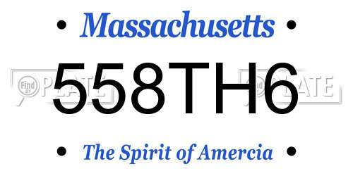 558TH6 Massachusetts License Plate