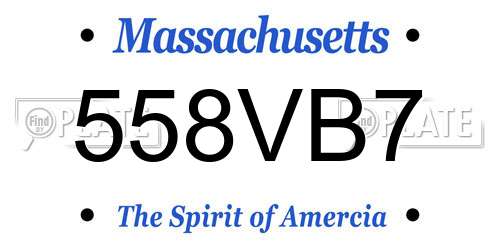 558VB7 Massachusetts License Plate
